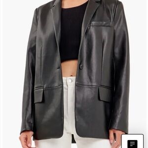Endless Rose Black Faux Leather Blazer